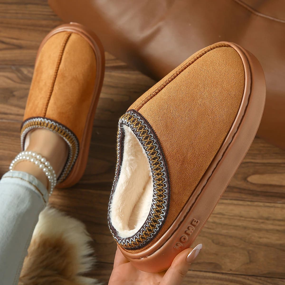 Warm Fuzzy Winter Cloud Slides for Women & Men - Plush Indoor House Slippers with Anti-Slip EVA Sole
